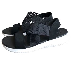 Skechers Yoga Foam Sandals Black Stretch
